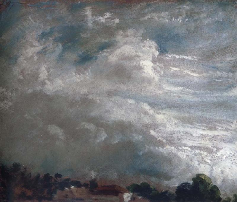 John Constable Cloud study,horizon of trees 27 September 1821 oil painting image